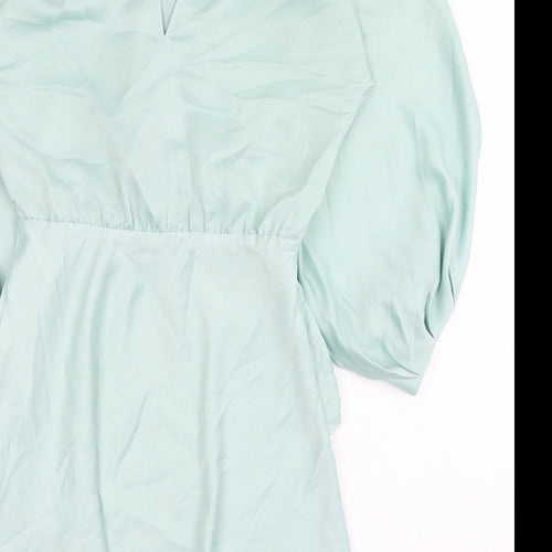 Zara Womens Blue Polyester A-Line Size XS V-Neck Pullover