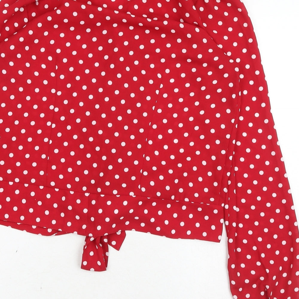 Joe Browns Womens Red Polka Dot Polyester Basic Blouse Size 10 V-Neck