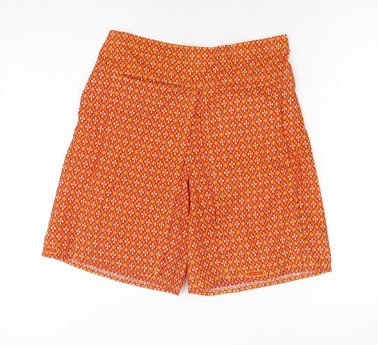 Preworn Womens Orange Geometric Polyester Chino Shorts Size 24 in Regular Pull On