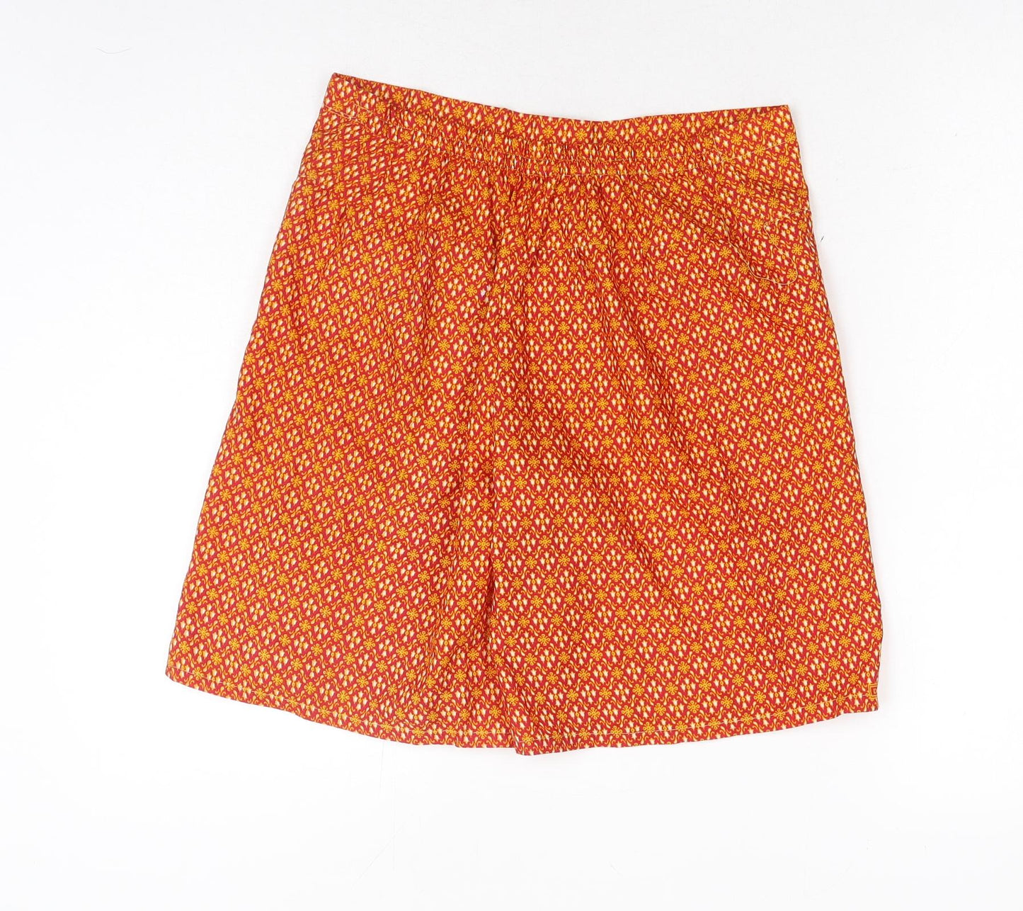 Preworn Womens Orange Geometric Polyester Chino Shorts Size 24 in Regular Pull On