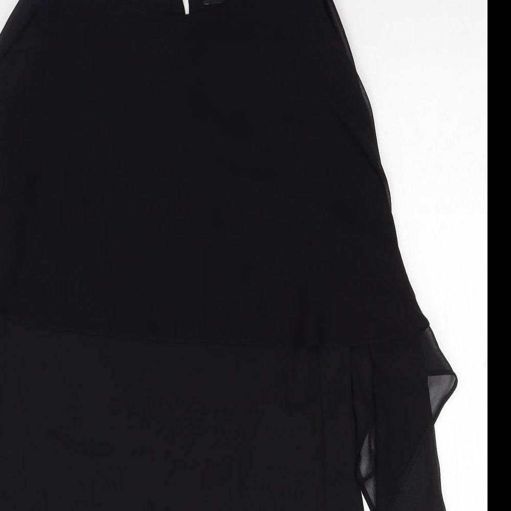 F&F Womens Black Polyester Shift Size 10 Round Neck Button