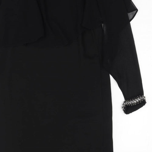 F&F Womens Black Polyester Shift Size 10 Round Neck Button