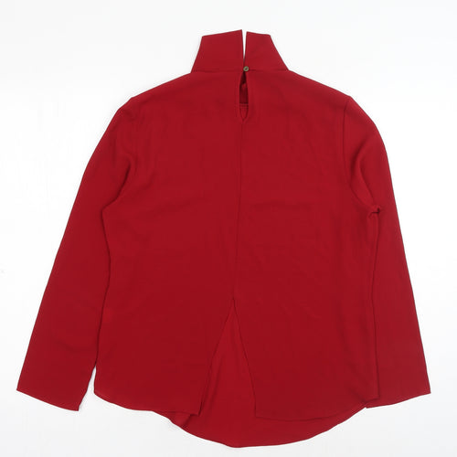 Atmosphere Womens Red Polyester Basic Blouse Size 10 Mock Neck