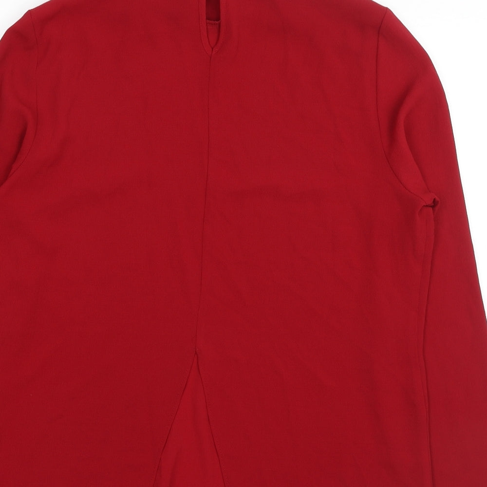 Atmosphere Womens Red Polyester Basic Blouse Size 10 Mock Neck