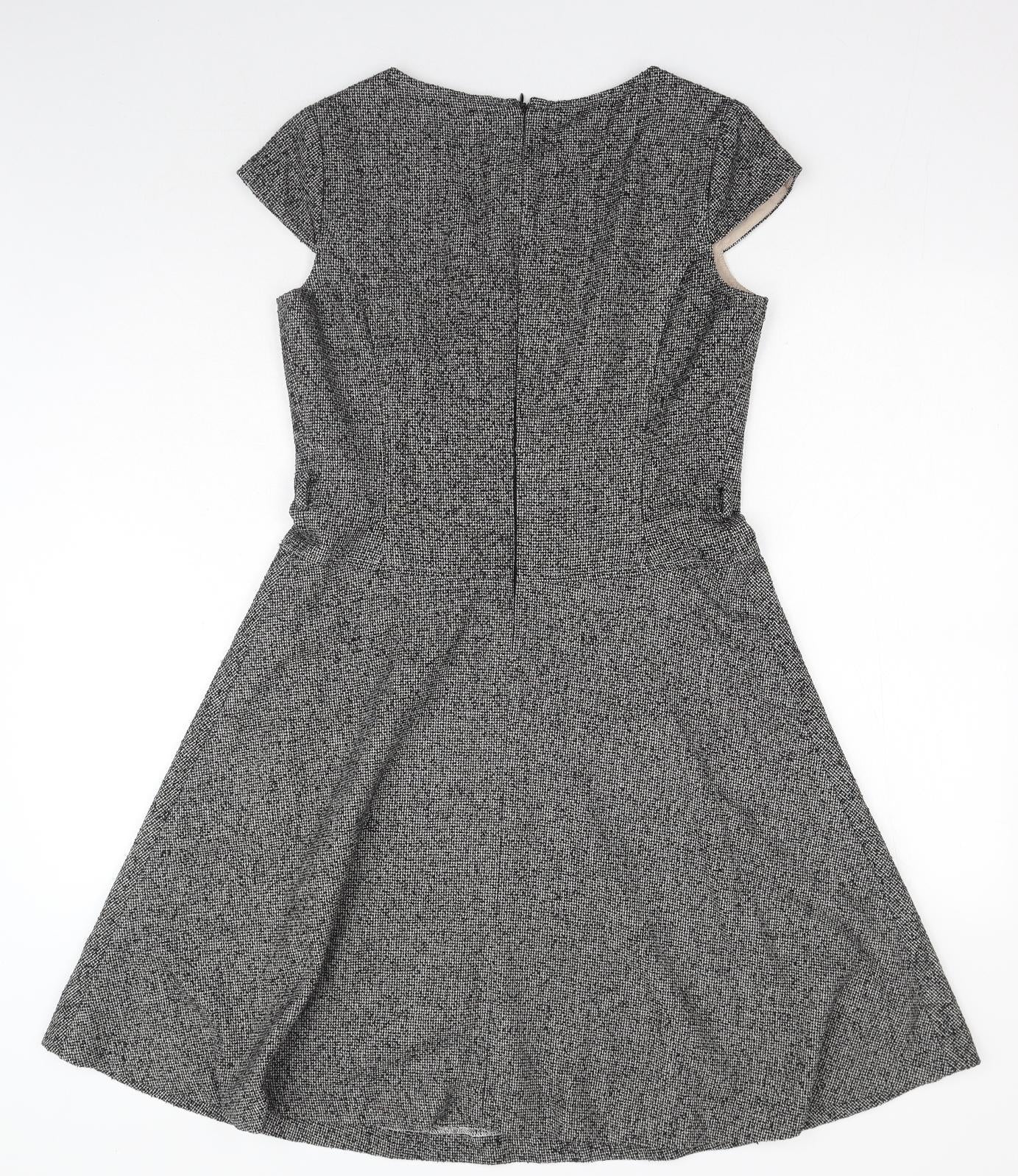 Paul Costelloe Womens Grey Polyester A-Line Size M Scoop Neck Zip