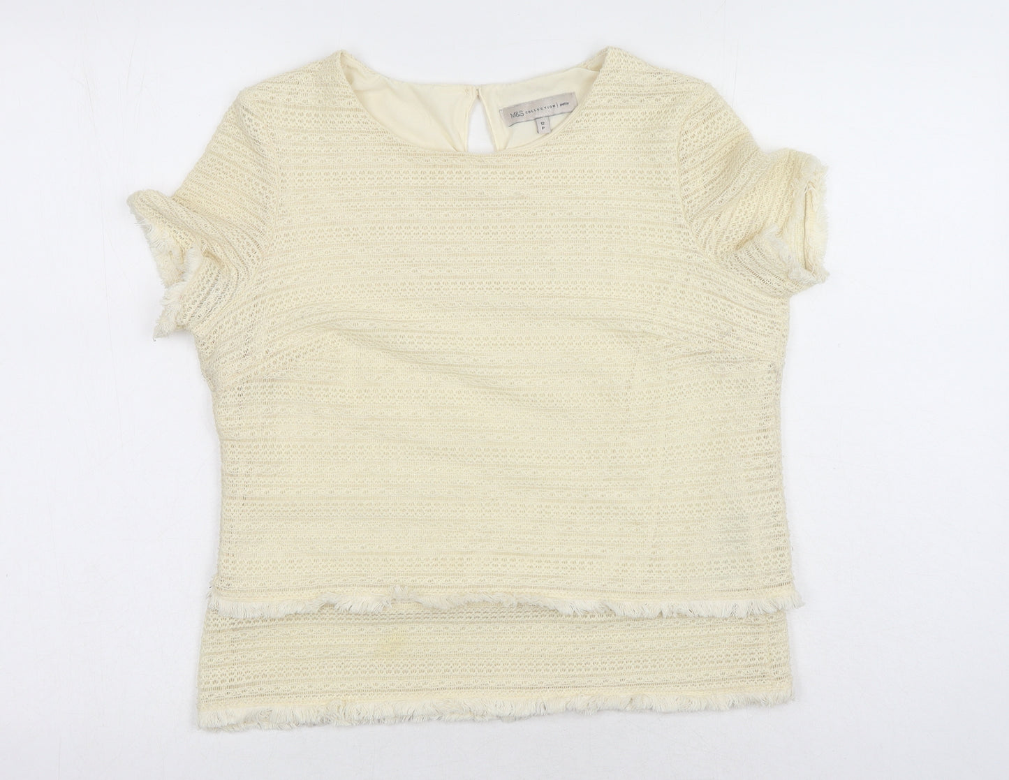 Marks and Spencer Womens Ivory Polyester Basic Blouse Size 12 Round Neck