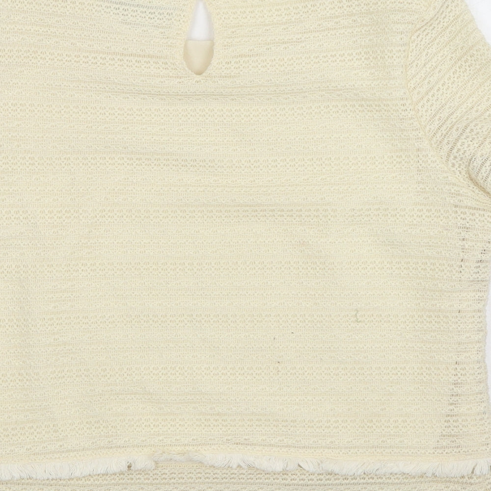 Marks and Spencer Womens Ivory Polyester Basic Blouse Size 12 Round Neck