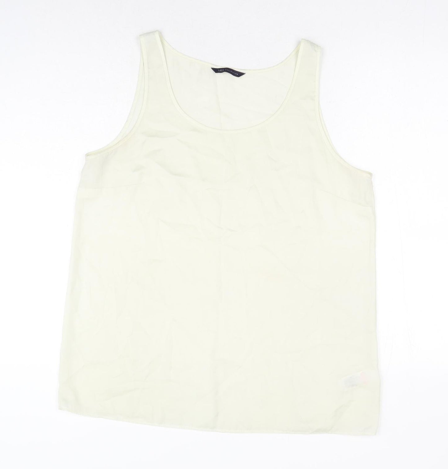 Marks and Spencer Womens White Polyester Basic Tank Size 16 Round Neck