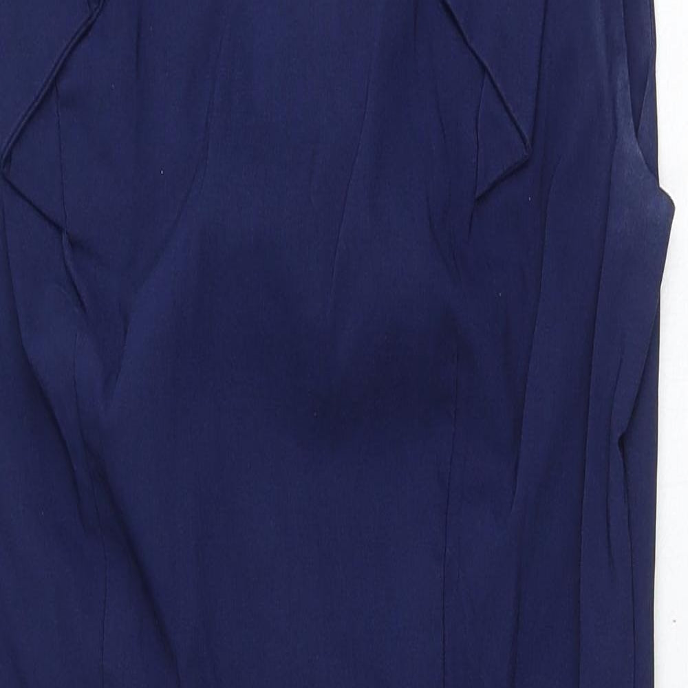 Paper Dolls Womens Blue Viscose Pencil Dress Size 14 Round Neck Zip
