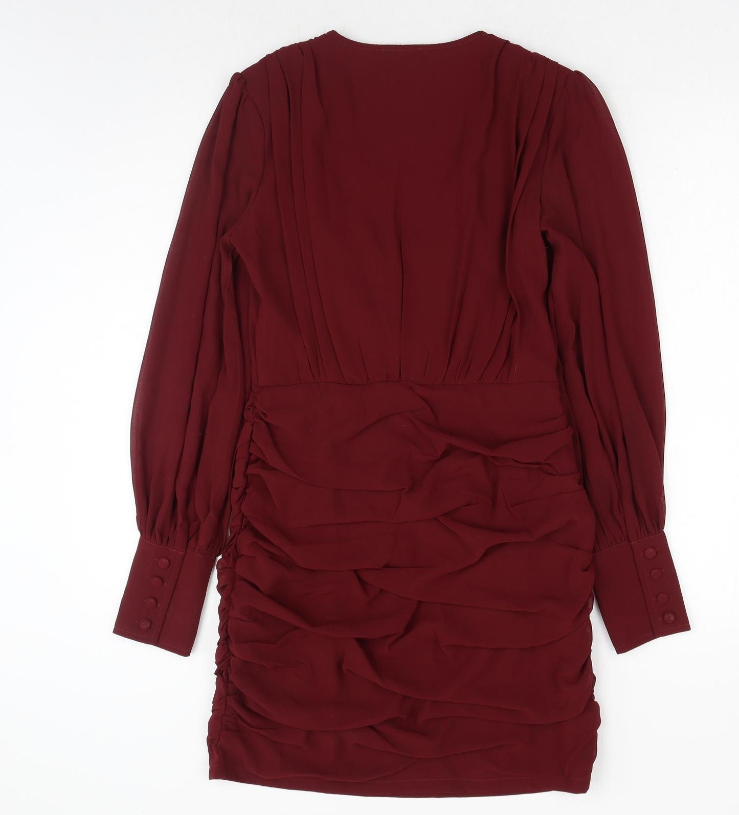 PRETTYLITTLETHING Womens Red Polyester Bodycon Size 10 V-Neck Zip