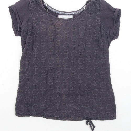 Debenhams Womens Blue Floral Polyester Basic T-Shirt Size 10 Boat Neck