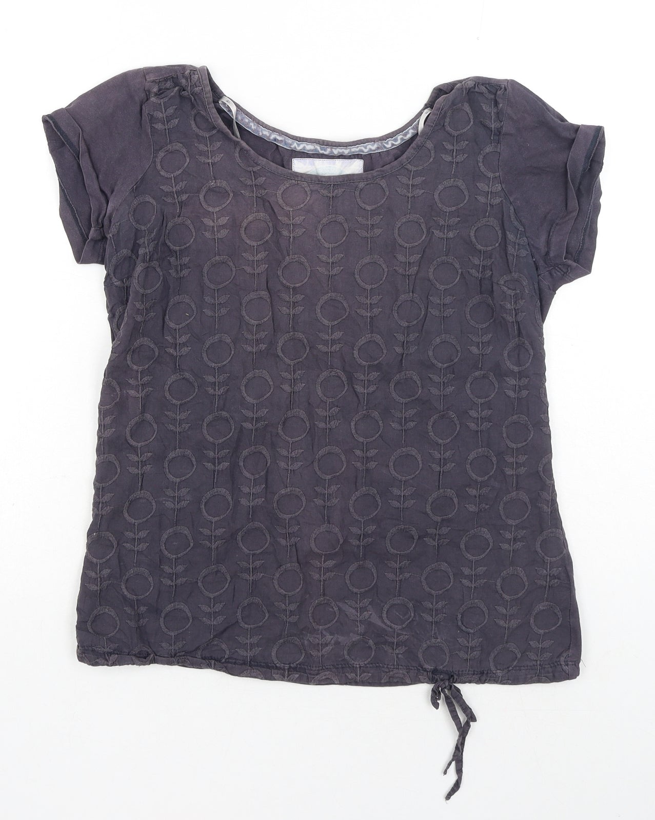 Debenhams Womens Blue Floral Polyester Basic T-Shirt Size 10 Boat Neck