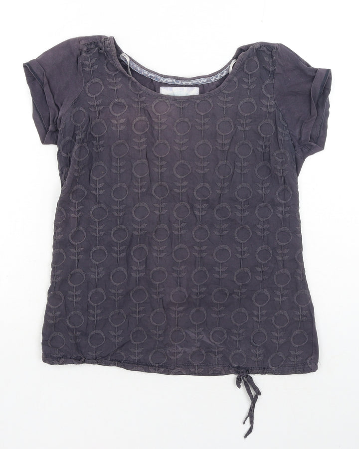 Debenhams Womens Blue Floral Polyester Basic T-Shirt Size 10 Boat Neck