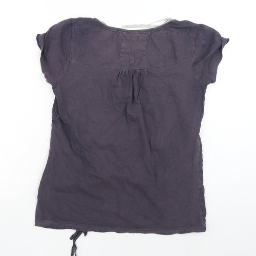 Debenhams Womens Blue Floral Polyester Basic T-Shirt Size 10 Boat Neck