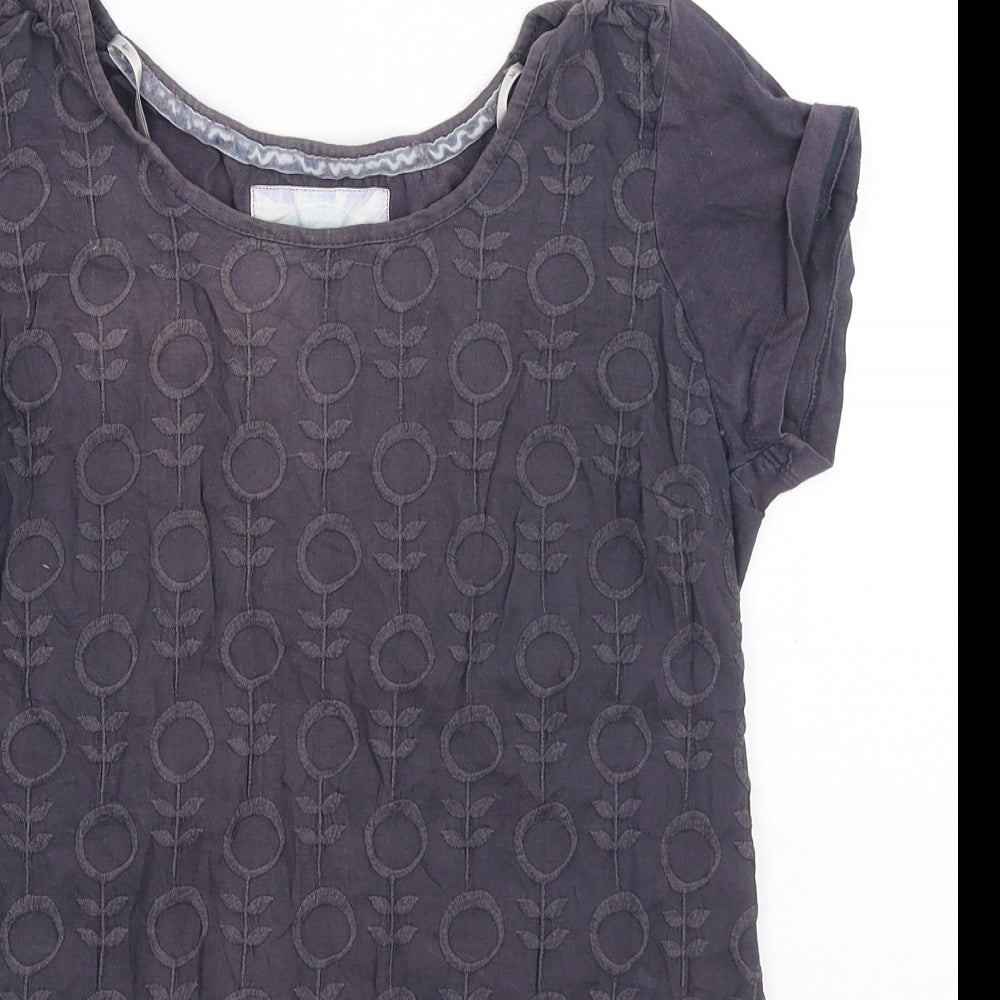 Debenhams Womens Blue Floral Polyester Basic T-Shirt Size 10 Boat Neck