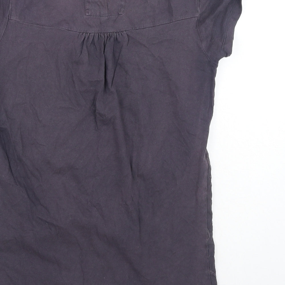 Debenhams Womens Blue Floral Polyester Basic T-Shirt Size 10 Boat Neck