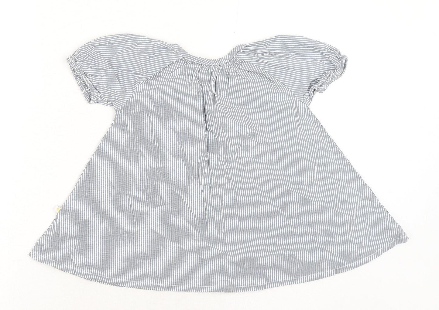 Drappa Dot Womens Blue Striped Cotton Basic Button-Up Size S Round Neck