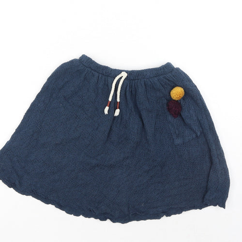 MNG Girls Blue Cotton A-Line Skirt Size L Regular Drawstring