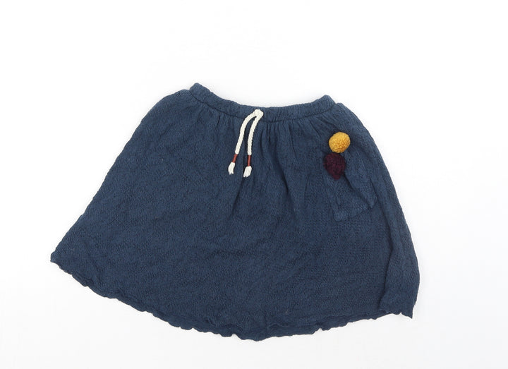 MNG Girls Blue Cotton A-Line Skirt Size L Regular Drawstring
