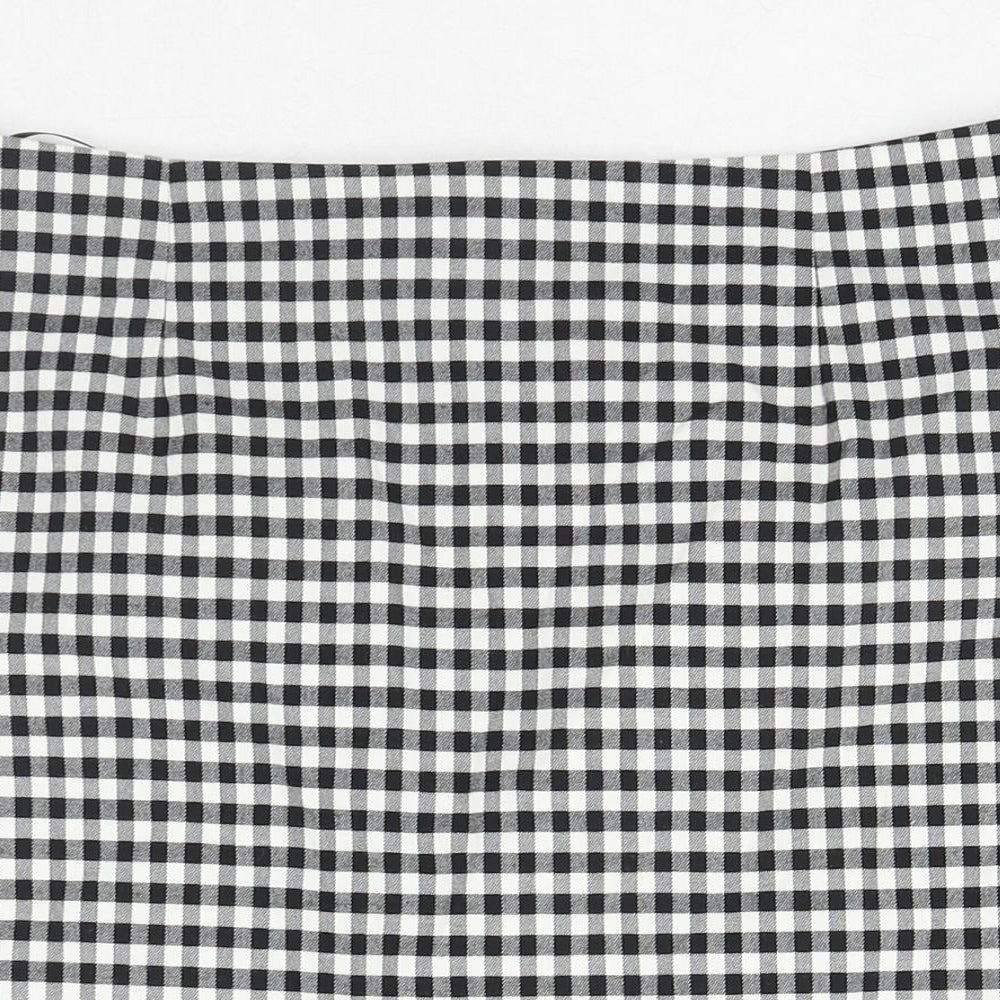 New Look Womens Black Check Polyester Mini Skirt Size 12 Zip