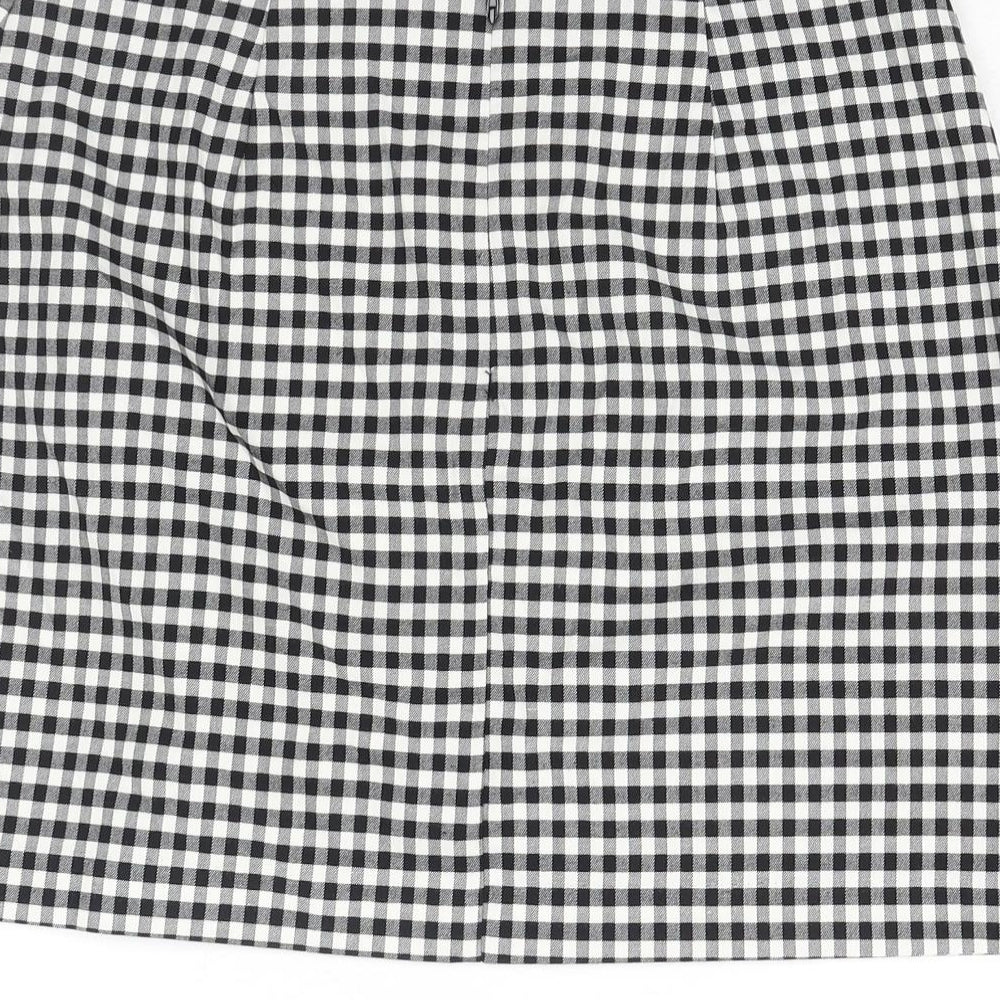 New Look Womens Black Check Polyester Mini Skirt Size 12 Zip