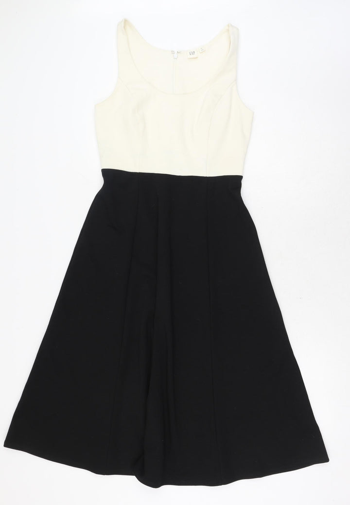 Gap Womens Black Polyester Fit & Flare Size 4XL Scoop Neck Zip