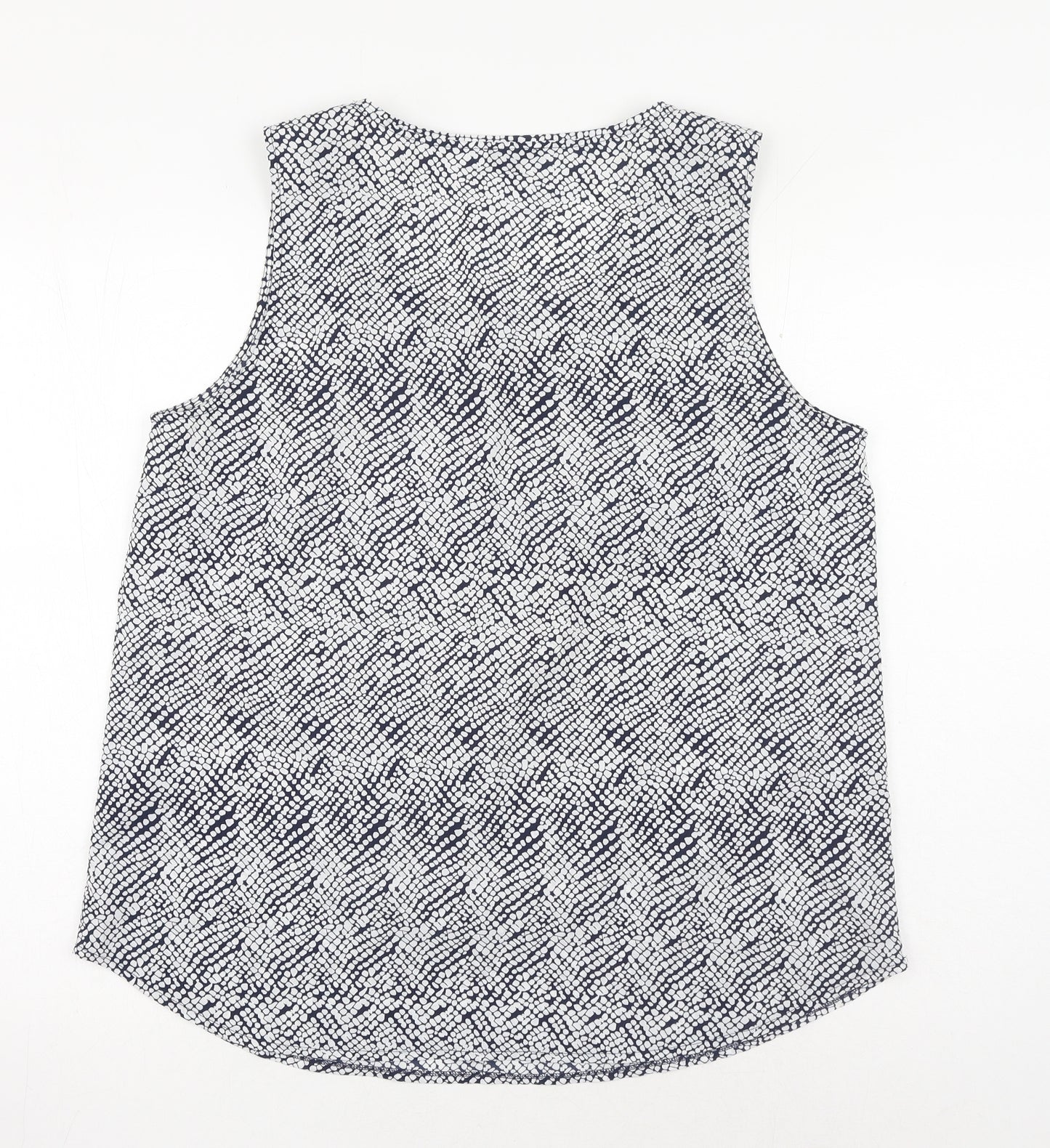 Jaeger Womens Blue Geometric Polyester Basic Tank Size 16 Scoop Neck