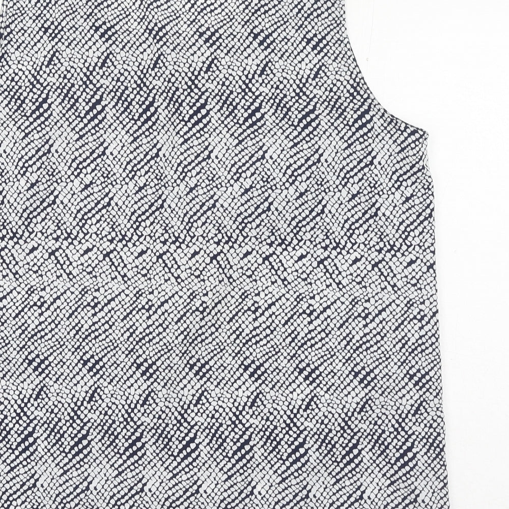 Jaeger Womens Blue Geometric Polyester Basic Tank Size 16 Scoop Neck