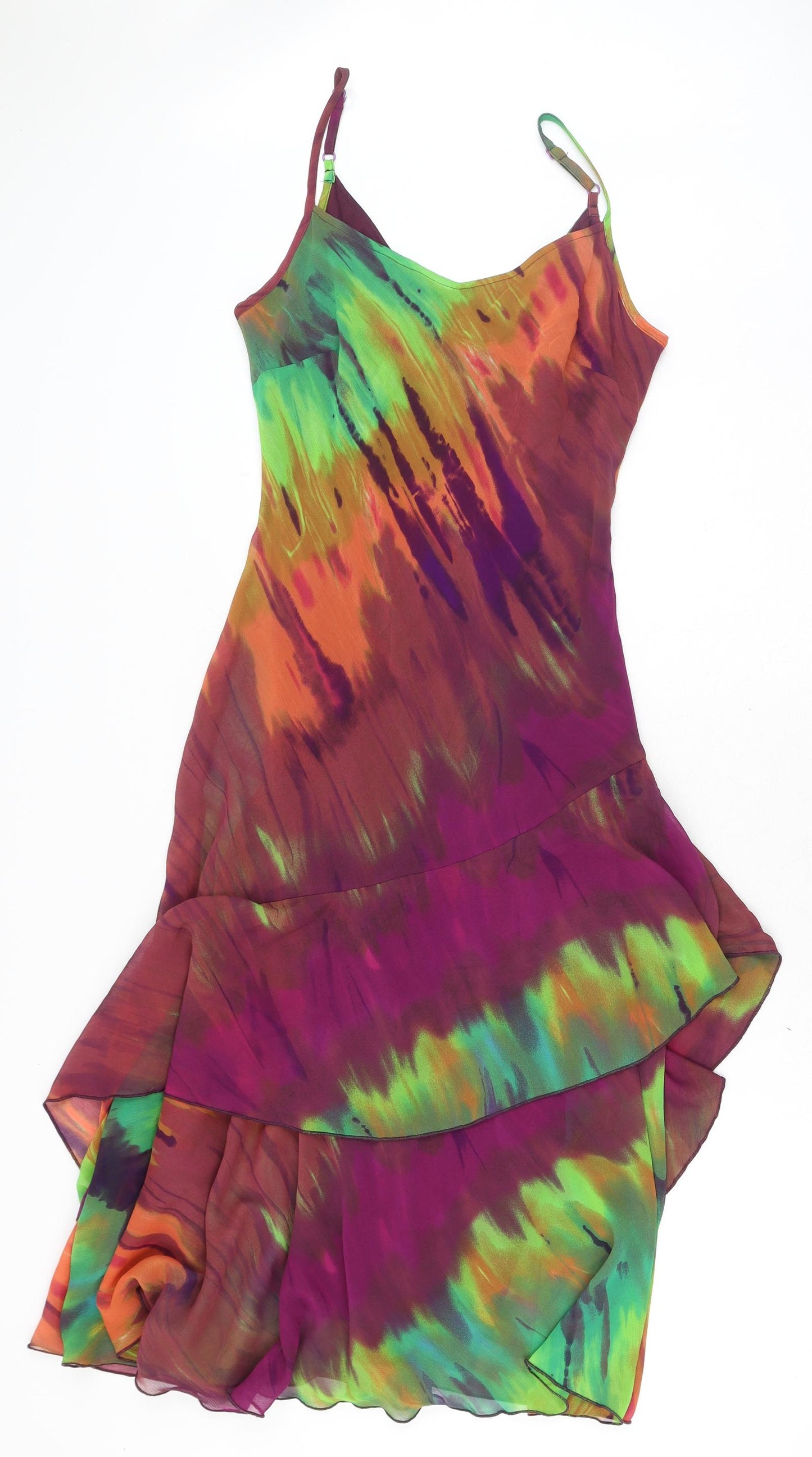 Marks and Spencer Womens Multicoloured Polyester Slip Dress Size 10 Scoop Neck Pullover
