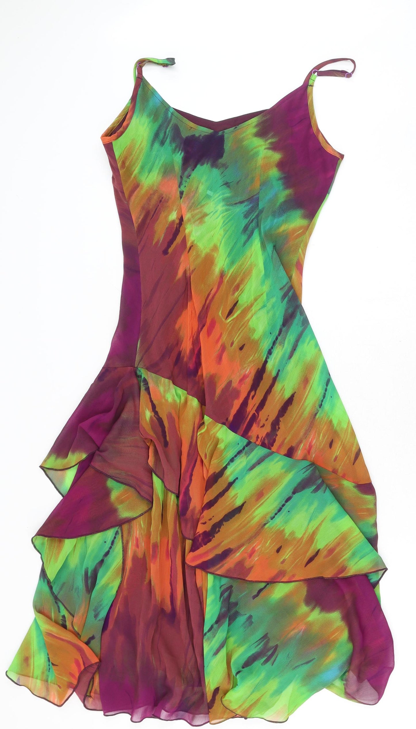 Marks and Spencer Womens Multicoloured Polyester Slip Dress Size 10 Scoop Neck Pullover