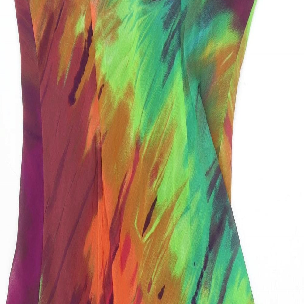 Marks and Spencer Womens Multicoloured Polyester Slip Dress Size 10 Scoop Neck Pullover