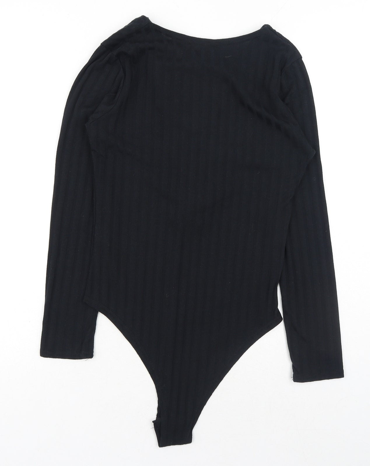 Boohoo Womens Black Polyester Bodysuit One-Piece Size 14 Snap