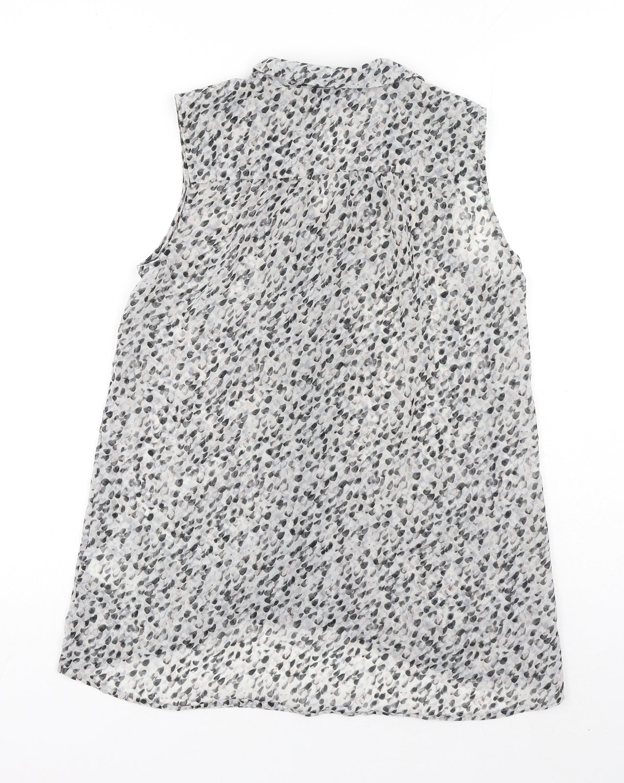 H&M Womens Grey Geometric Polyester Basic Button-Up Size 6 Collared