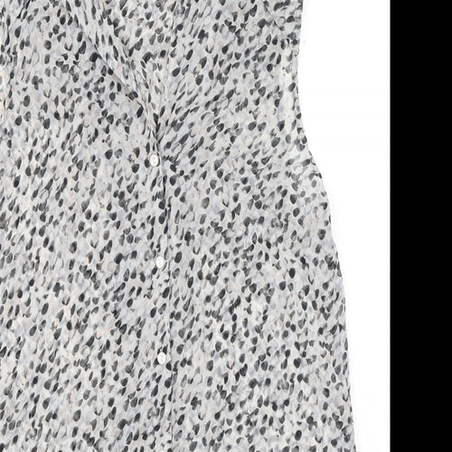 H&M Womens Grey Geometric Polyester Basic Button-Up Size 6 Collared