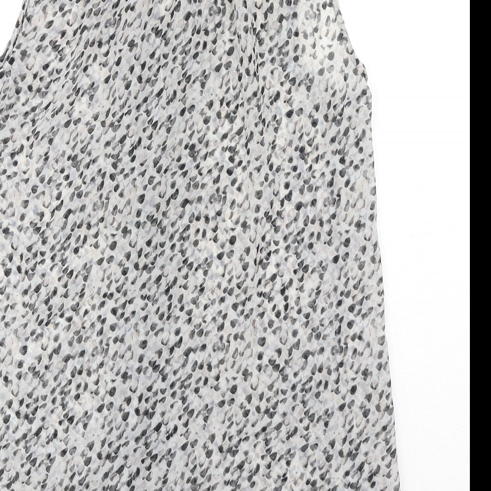 H&M Womens Grey Geometric Polyester Basic Button-Up Size 6 Collared