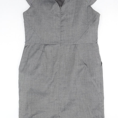 Et Vous Womens Grey Polyester A-Line Size 14 Round Neck Zip
