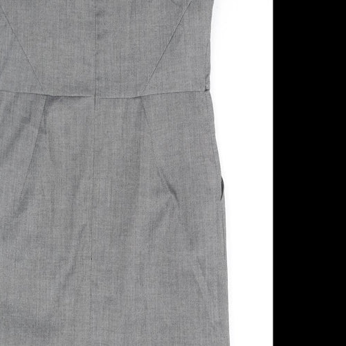 Et Vous Womens Grey Polyester A-Line Size 14 Round Neck Zip