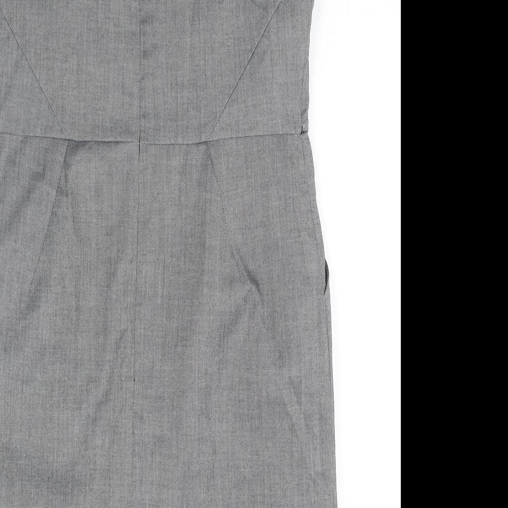 Et Vous Womens Grey Polyester A-Line Size 14 Round Neck Zip