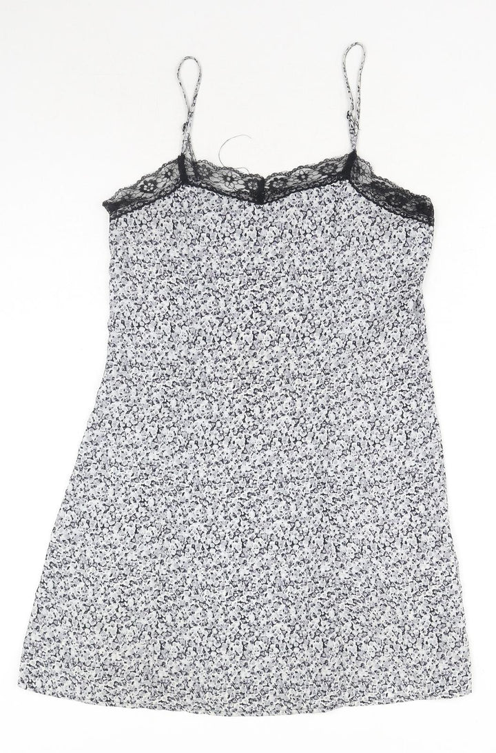 H&M Womens Blue Geometric Polyester Tank Dress Size 10 V-Neck Pullover