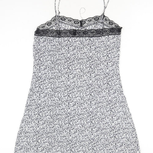H&M Womens Blue Geometric Polyester Tank Dress Size 10 V-Neck Pullover