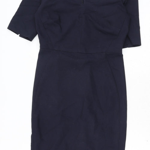 InWear Womens Blue Cotton A-Line Size 8 V-Neck Zip