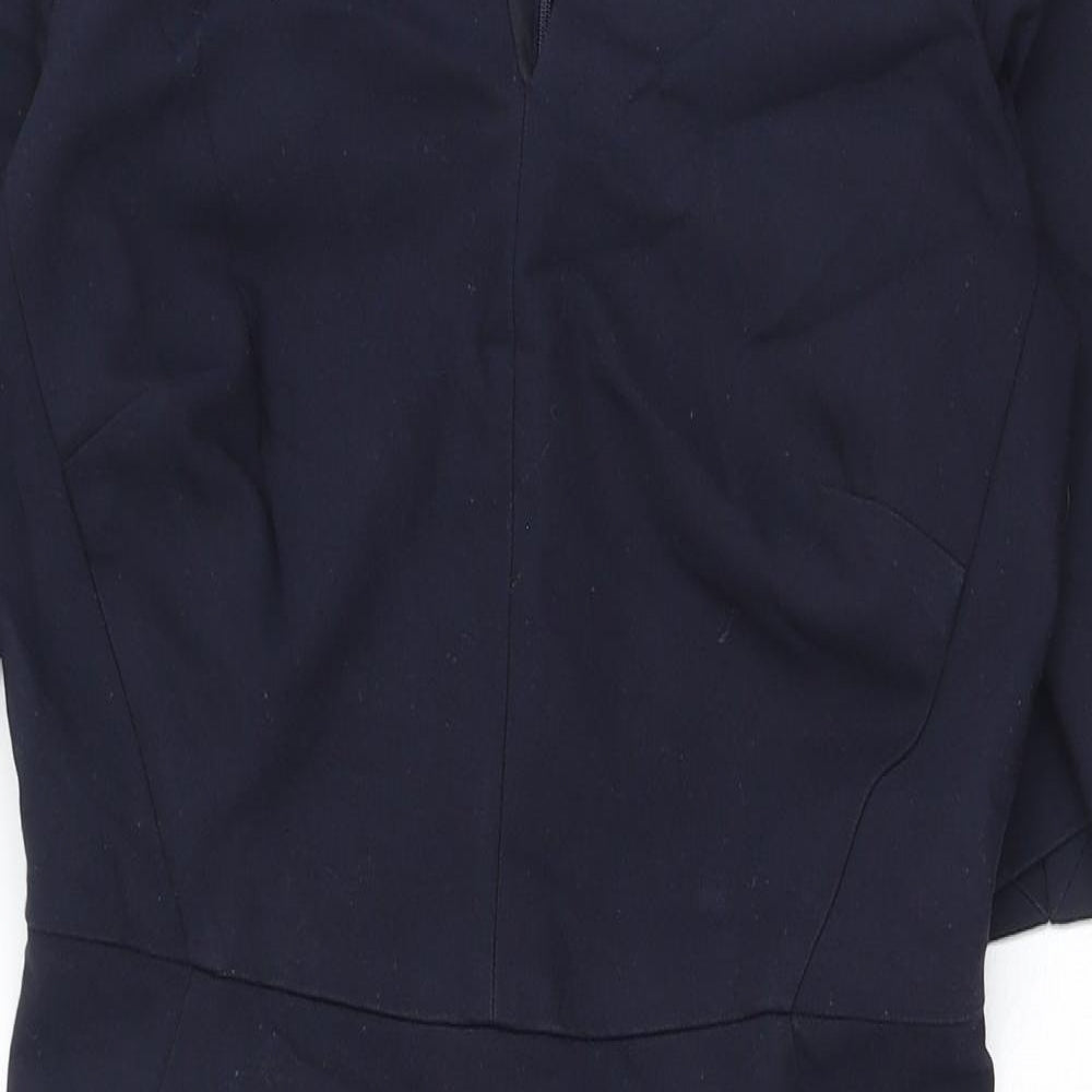 InWear Womens Blue Cotton A-Line Size 8 V-Neck Zip