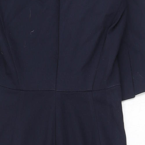 InWear Womens Blue Cotton A-Line Size 8 V-Neck Zip