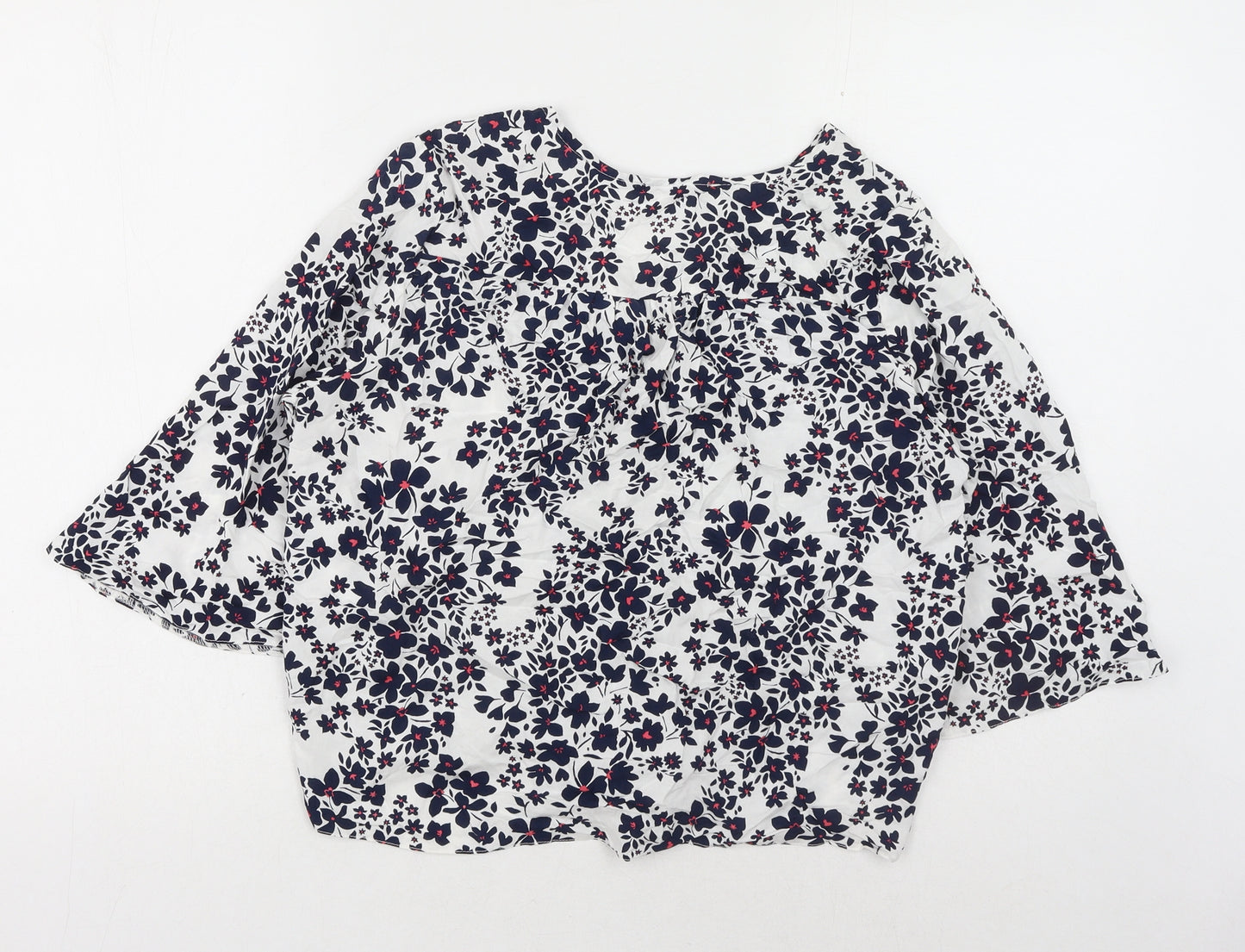 George Womens White Geometric Viscose Basic Blouse Size 12 V-Neck