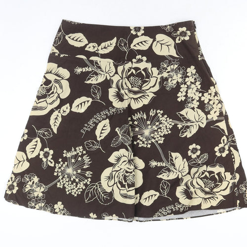 Old Navy Womens Brown Floral Cotton Flare Skirt Size 6 Zip