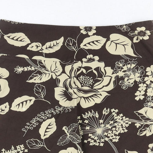 Old Navy Womens Brown Floral Cotton Flare Skirt Size 6 Zip