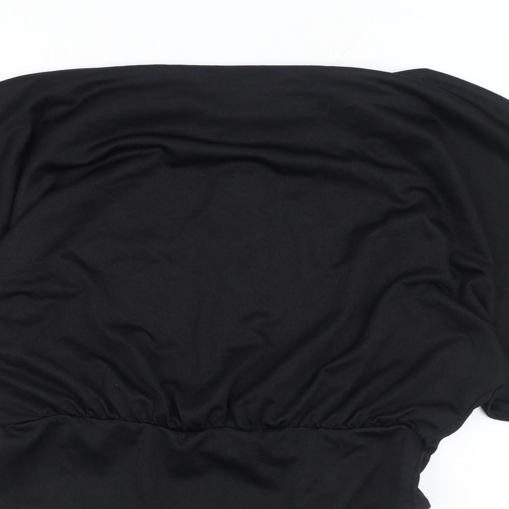 Boohoo Womens Black Polyester Bodysuit One-Piece Size 16 Snap