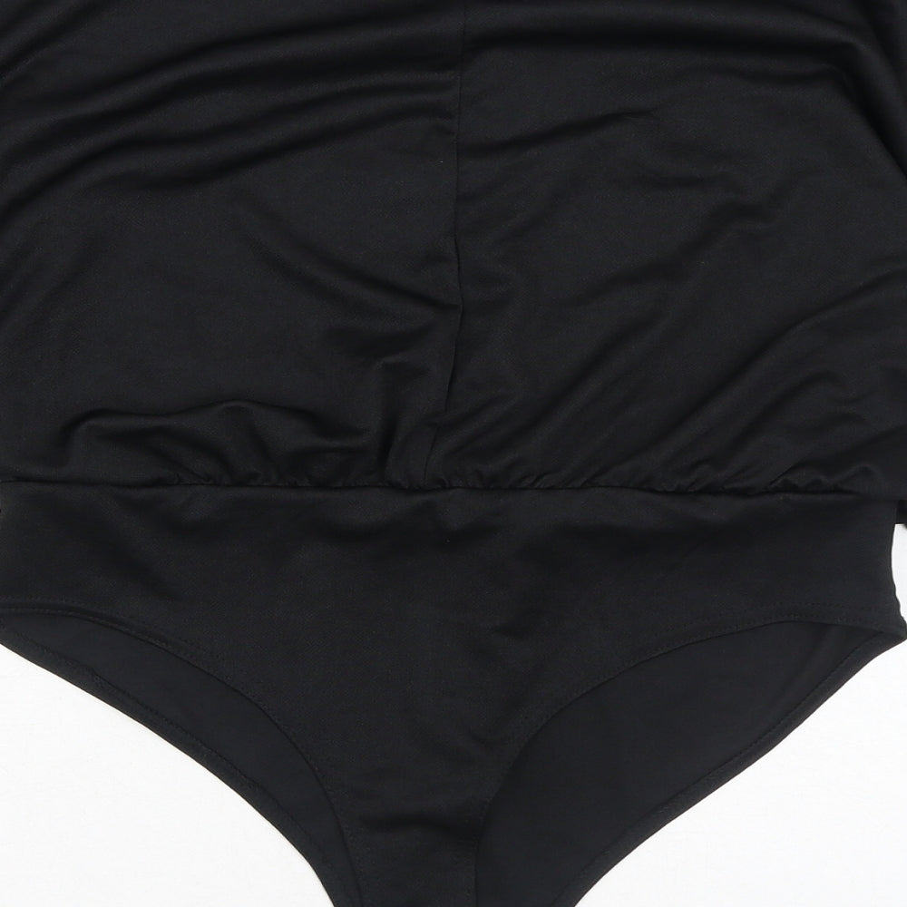 Boohoo Womens Black Polyester Bodysuit One-Piece Size 16 Snap