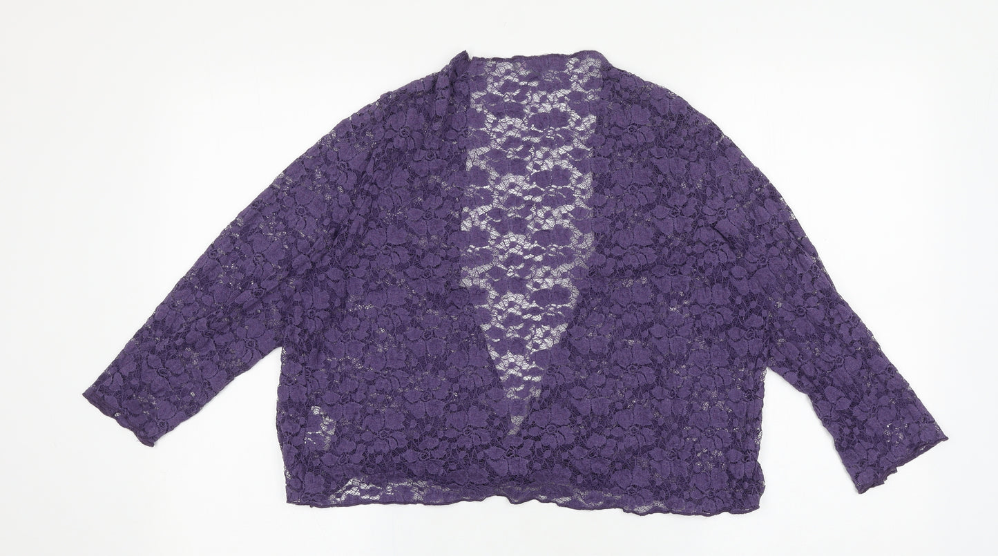 Marks and Spencer Womens Purple Cotton Basic Blouse Size 16 V-Neck