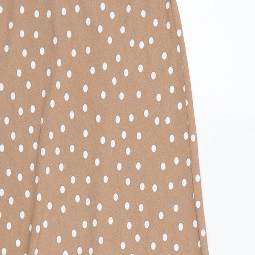 Primark Womens Brown Polka Dot Polyester Flare Skirt Size 8